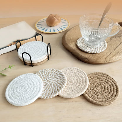 COTONIQ Glasuntersetzer – Saugfähige Baumwolluntersetzer im Minimalistischen Design, 4er Set 5