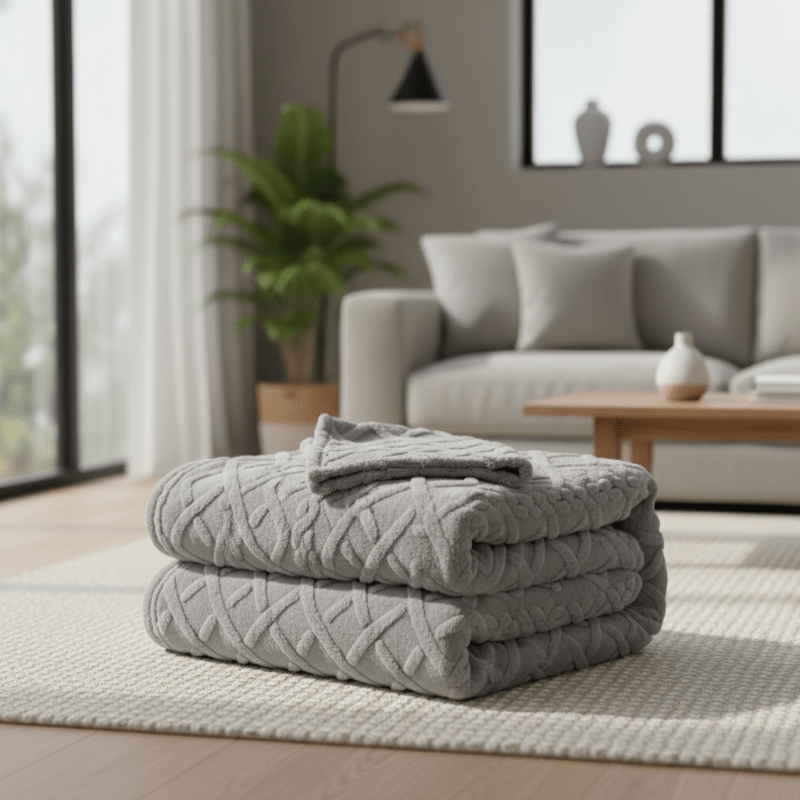 COZYDRAPE – Doppellagige Fleecedecke mit modernem geometrischem Design 0