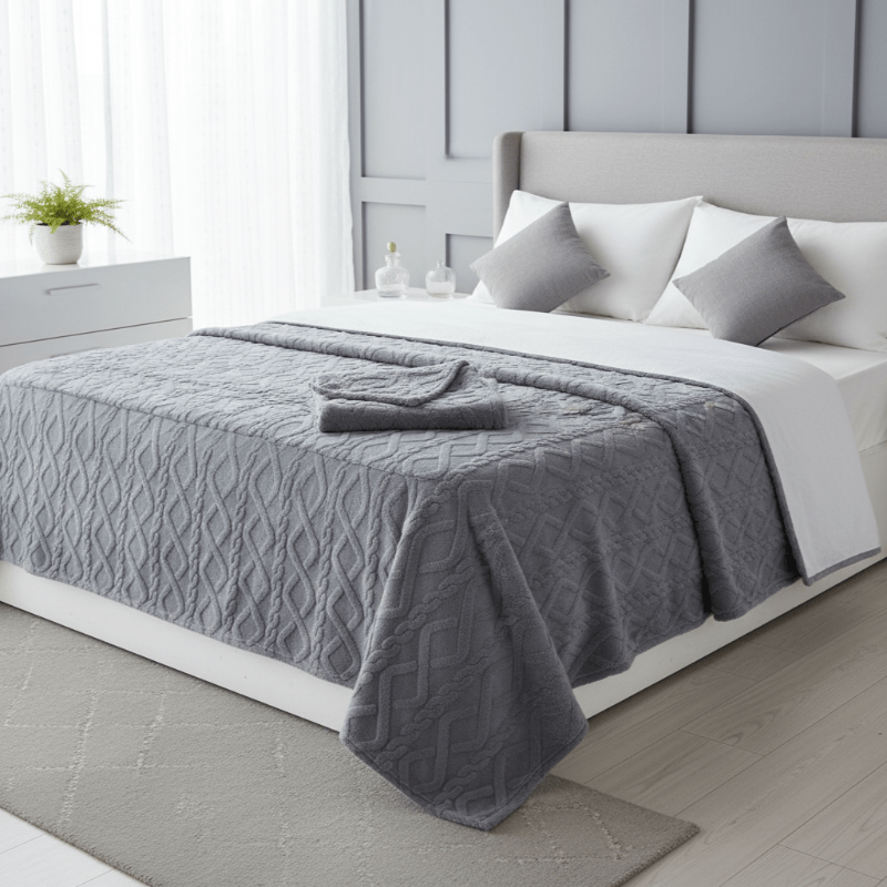 COZYDRAPE – Doppellagige Fleecedecke mit modernem geometrischem Design 1