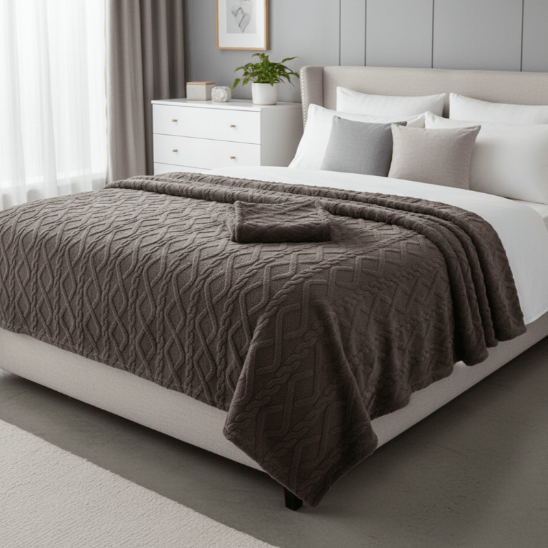 COZYDRAPE – Double-layered fleece blanket with a modern geometric design 4