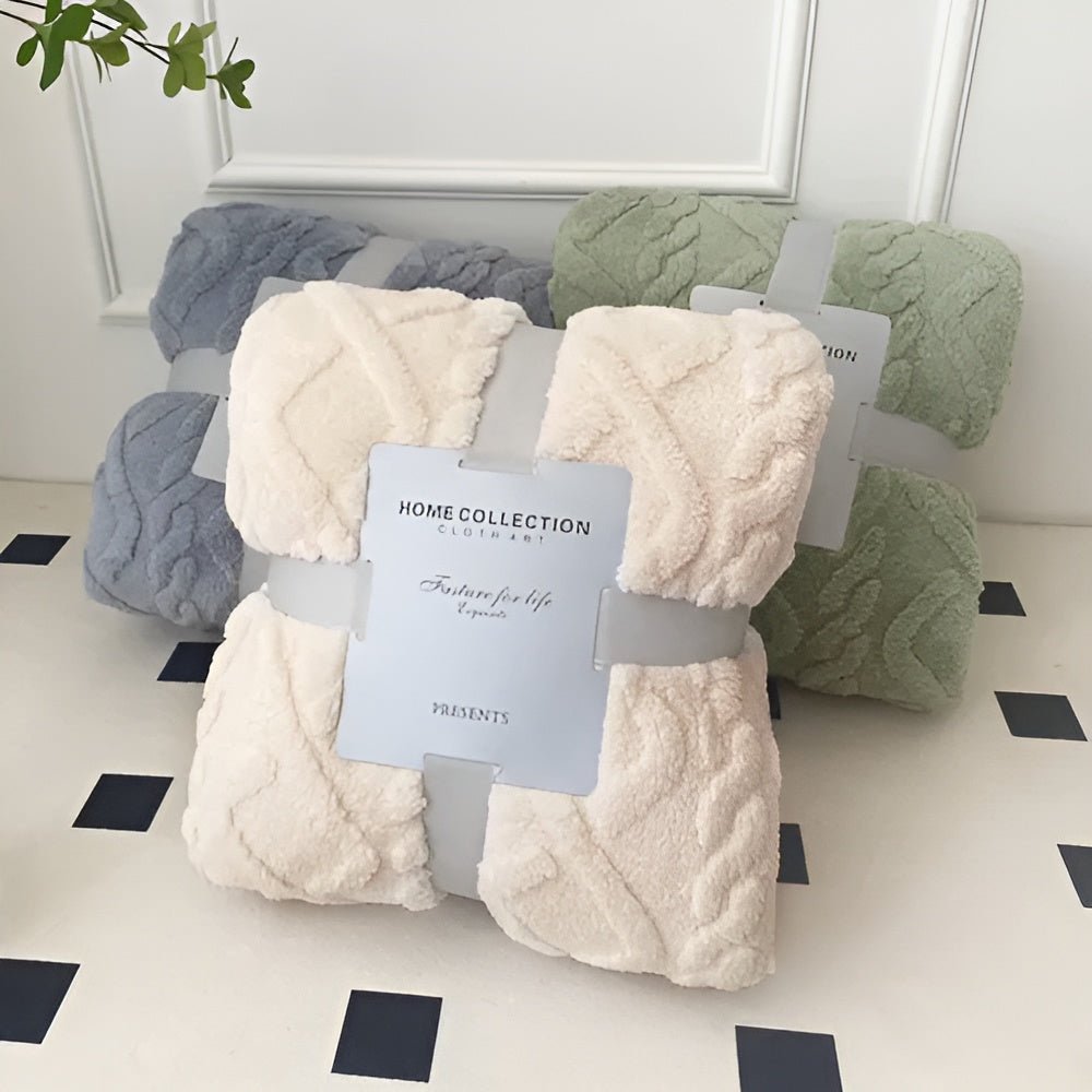 COZYDRAPE – Doppellagige Fleecedecke mit modernem geometrischem Design 7