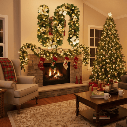 COZYTWINE – Beleuchtete Rattan-Weihnachtsgirlande mit warmweißen LED-Lichtern 1