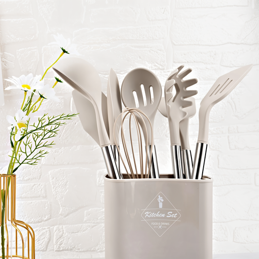 CULINARA PRO - 12-piece silicone kitchen utensil set with stainless steel handles for effortless cooking