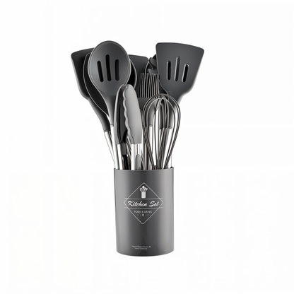 CULINARA PRO – 12-delig siliconen keukengerei set met roestvrijstalen handgrepen voor moeiteloos koken