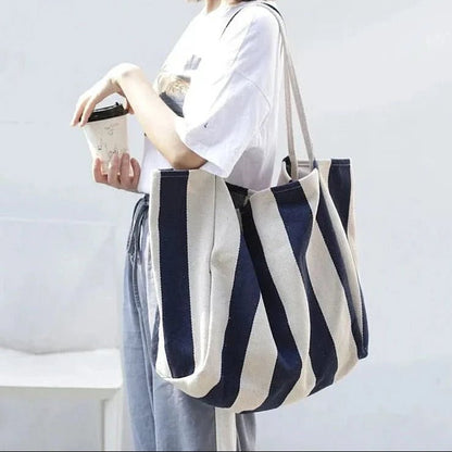 TOTEVA – Bolsa de rayas con forma estable y cómodas correas largas para el hombro