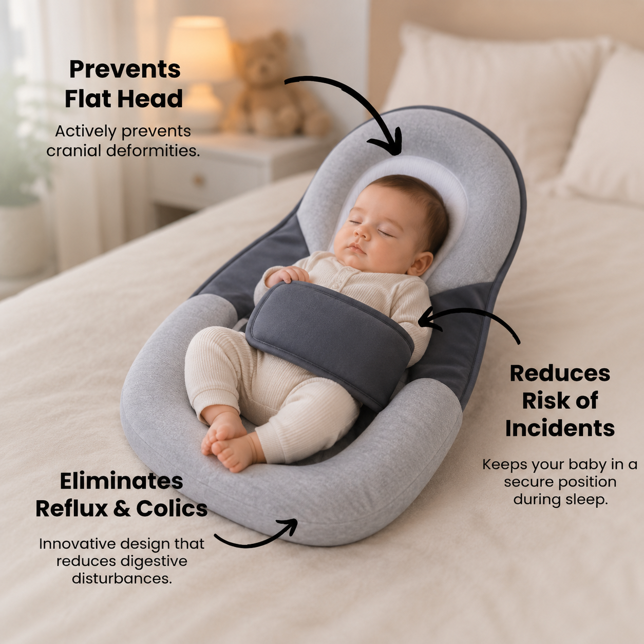 CRADLELIFT – Ergonomic Baby Pillow with Gentle Incline for Daily Comfort