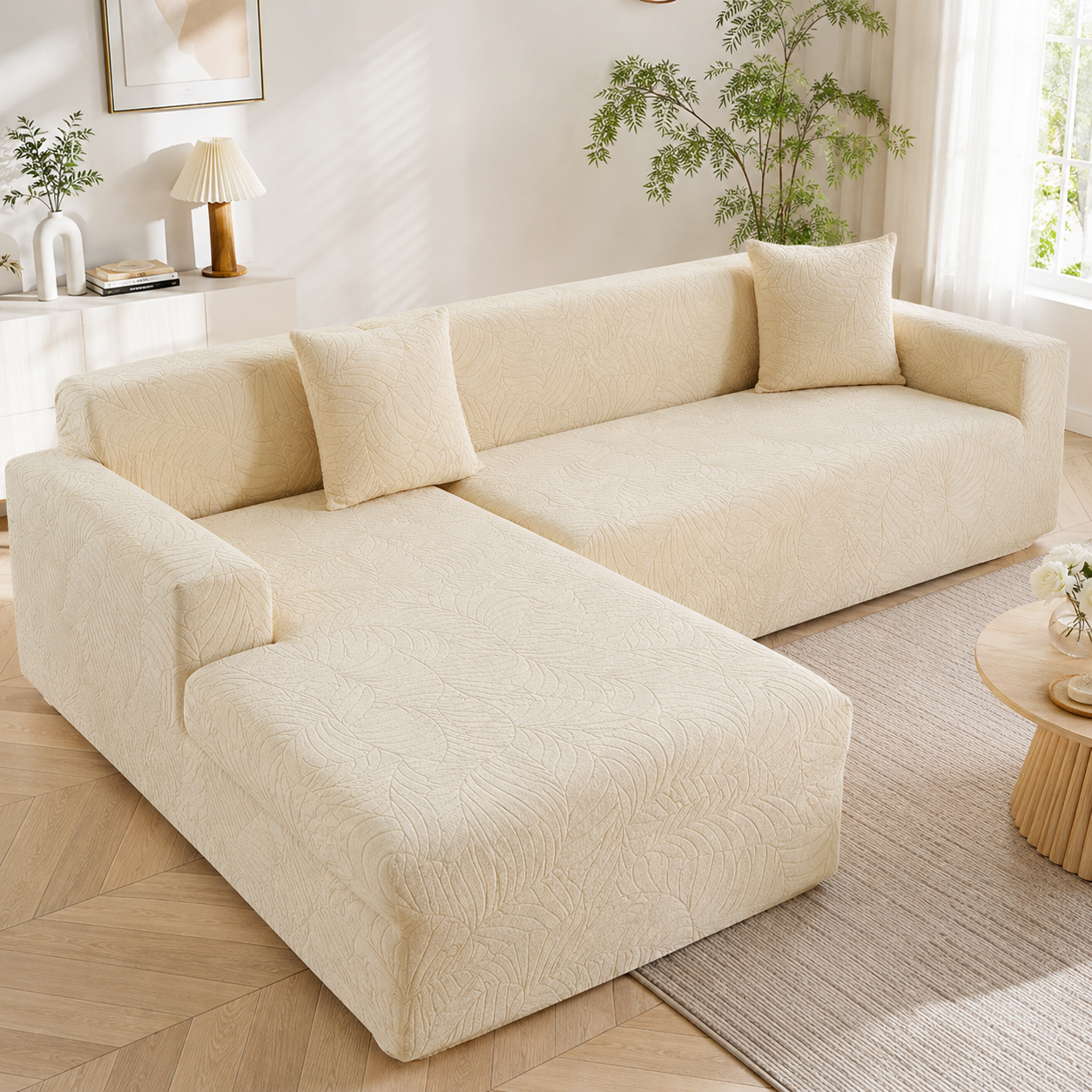 SOFALOCK – Tailored polyester sofa cover for L-shaped sofas