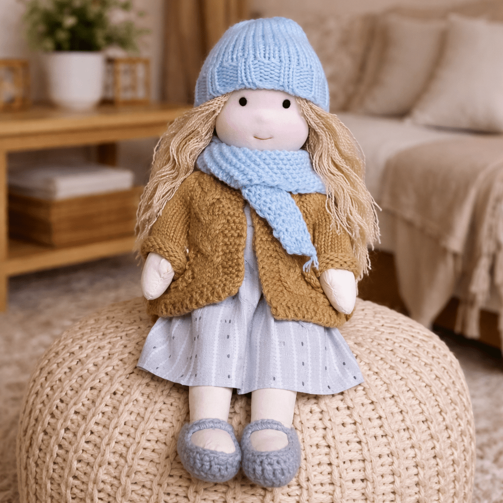 Elora – Bambola Waldorf fatta a mano in cotone per gioco creativo
