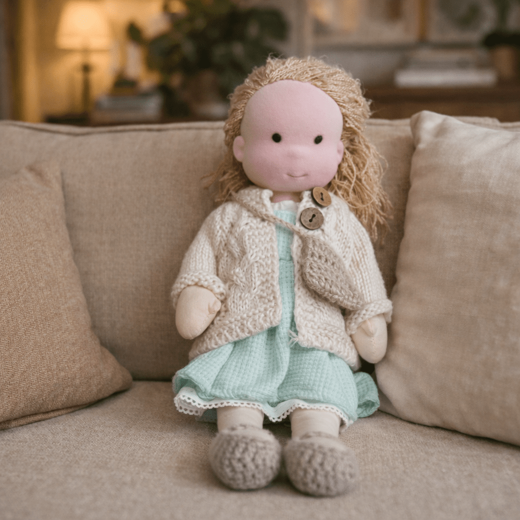 Elora – Bambola Waldorf fatta a mano in cotone per gioco creativo