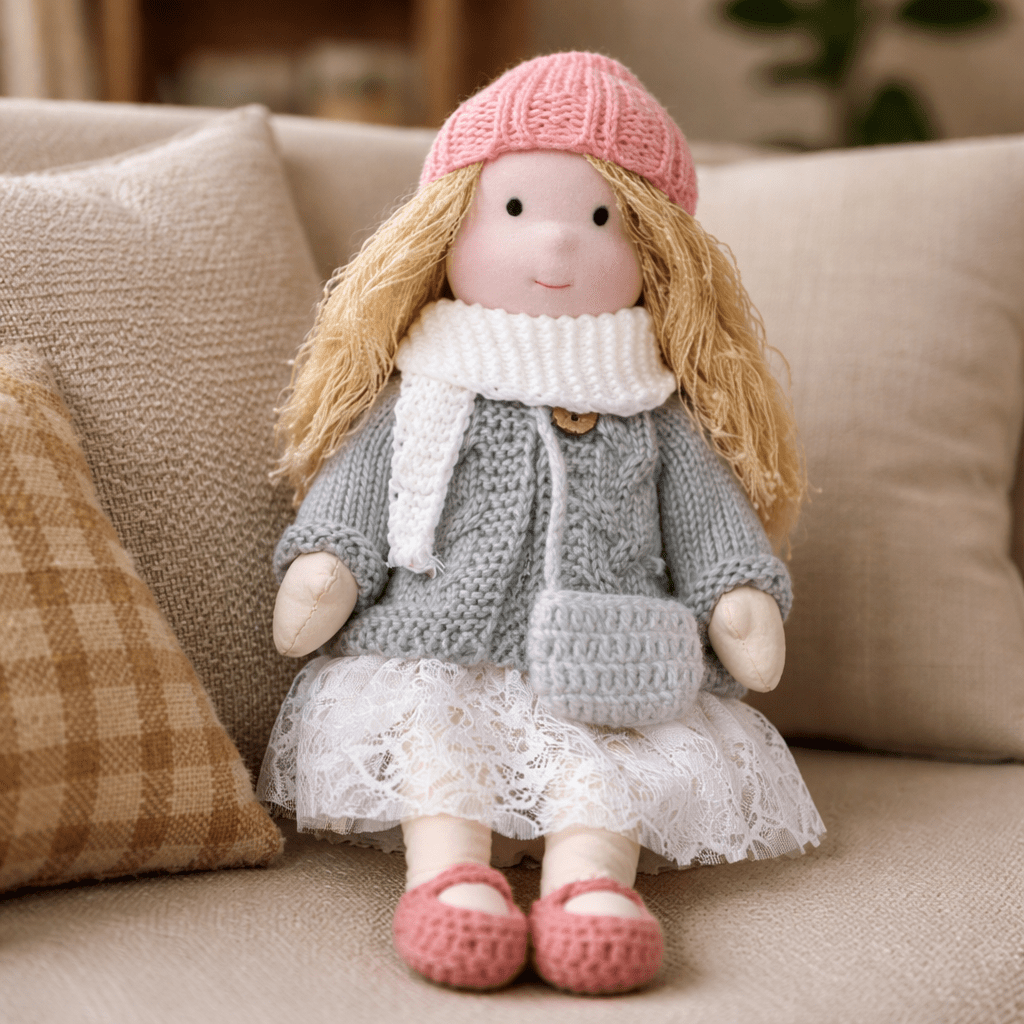 Elora – Bambola Waldorf fatta a mano in cotone per gioco creativo