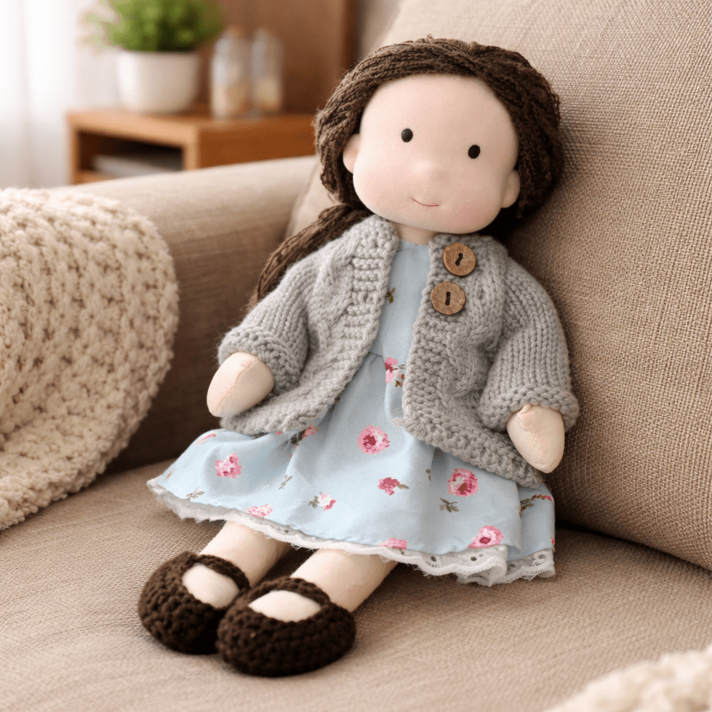 Elora – Bambola Waldorf fatta a mano in cotone per gioco creativo