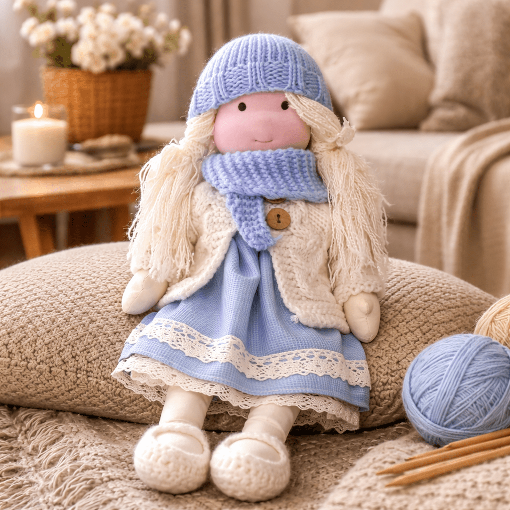 Elora – Bambola Waldorf fatta a mano in cotone per gioco creativo