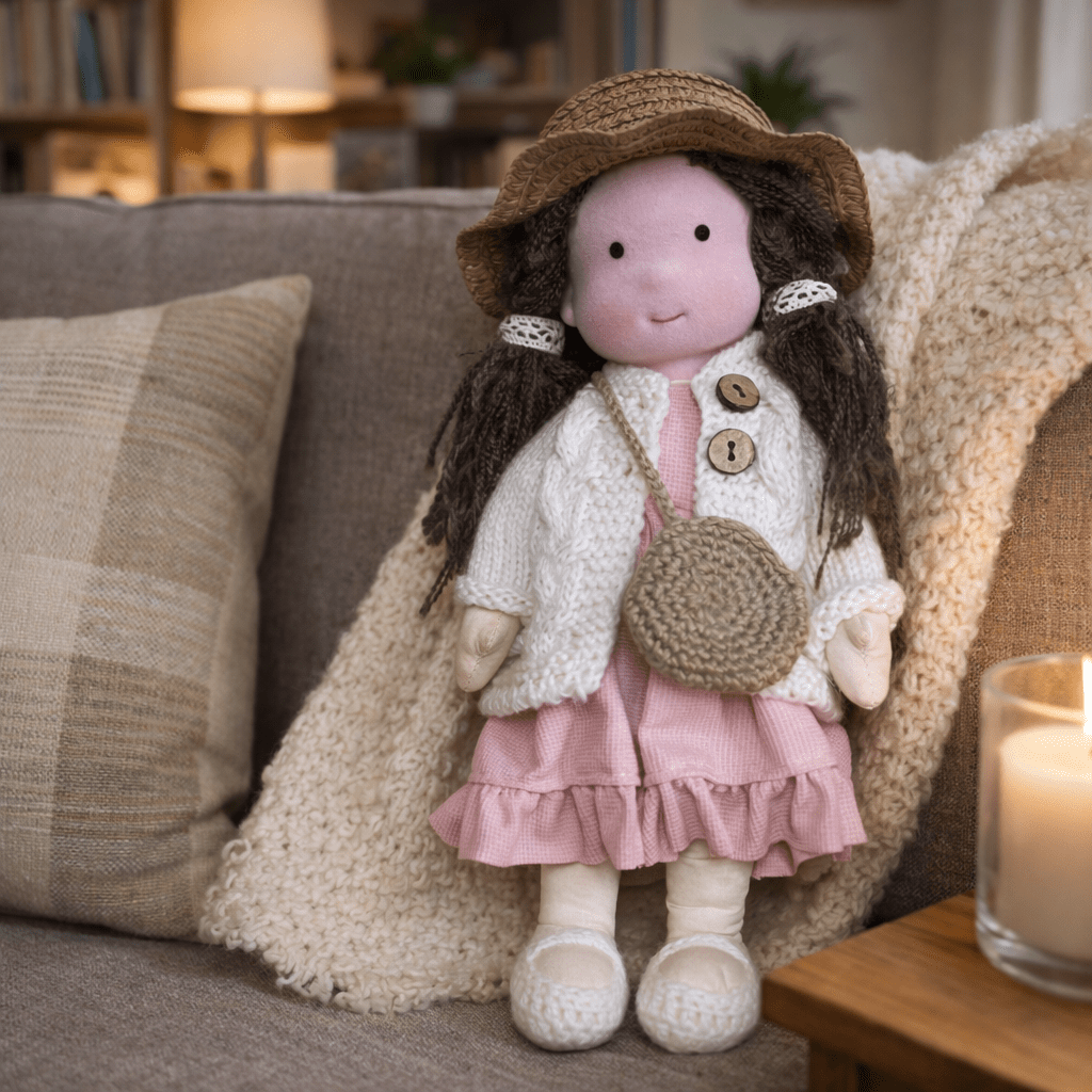 Elora – Bambola Waldorf fatta a mano in cotone per gioco creativo