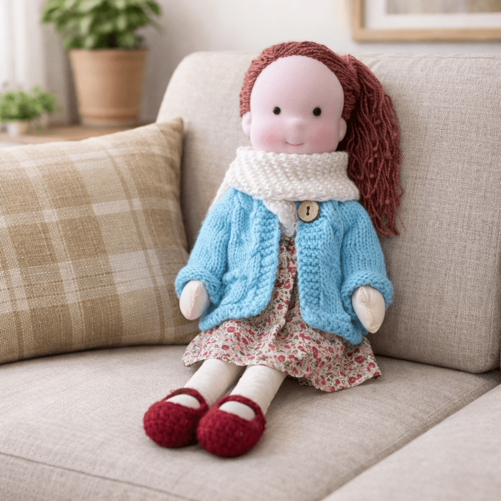 Elora – Bambola Waldorf fatta a mano in cotone per gioco creativo