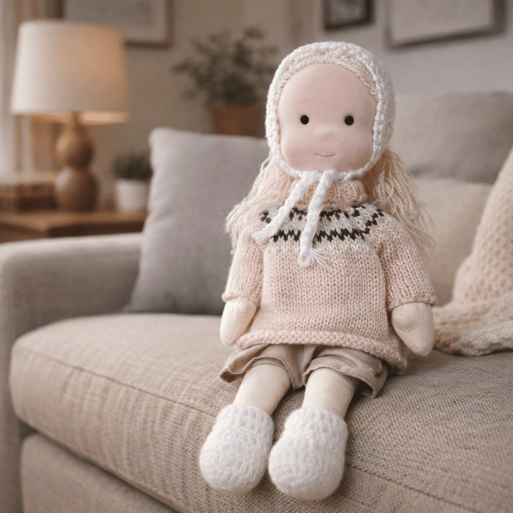 Elora – Bambola Waldorf fatta a mano in cotone per gioco creativo