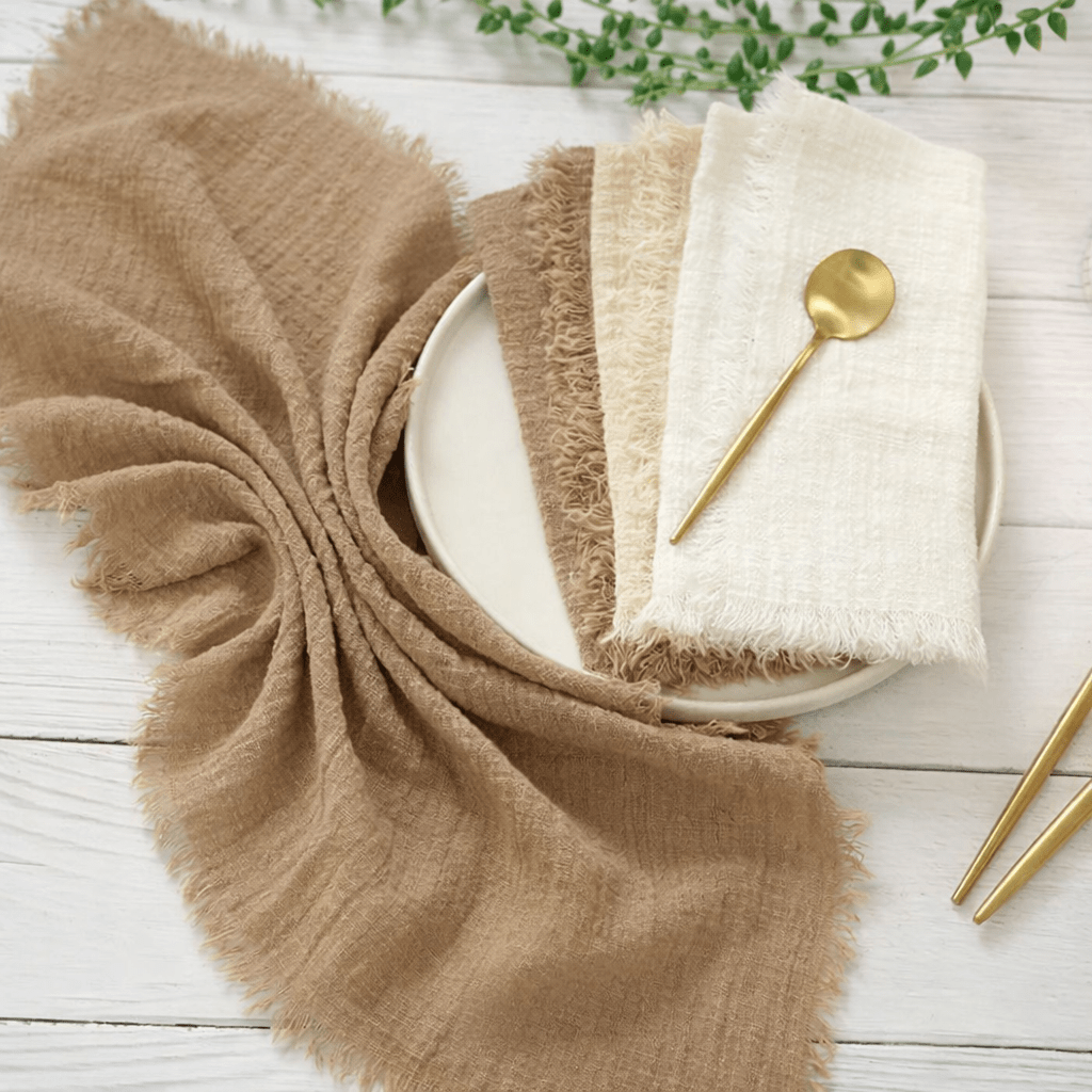 RUSTICLOOM – Rustieke katoenen gaasservetten voor vintage tafeldecoratie