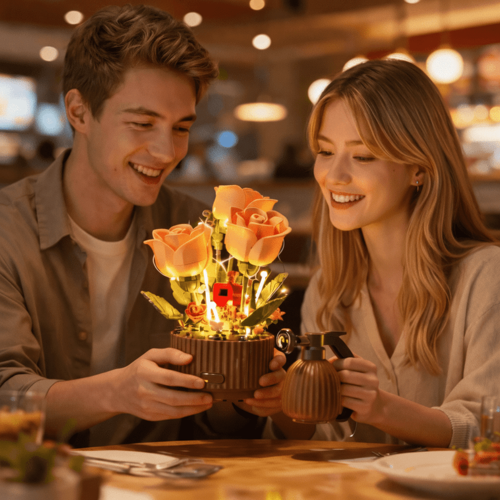 BLOOMA – Set de 255 piezas de bloques para ramo de rosas para niños creativos