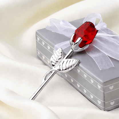 GEMLORA – Élégante rose en cristal comme souvenir intemporel avec tige en or ou en argent