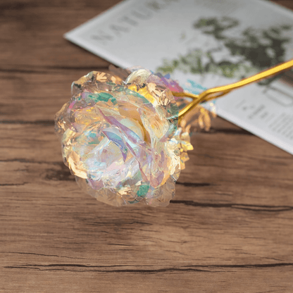 SHINEPETAL – Rose artificielle dorée élégante avec finition luxueuse en feuille d'or