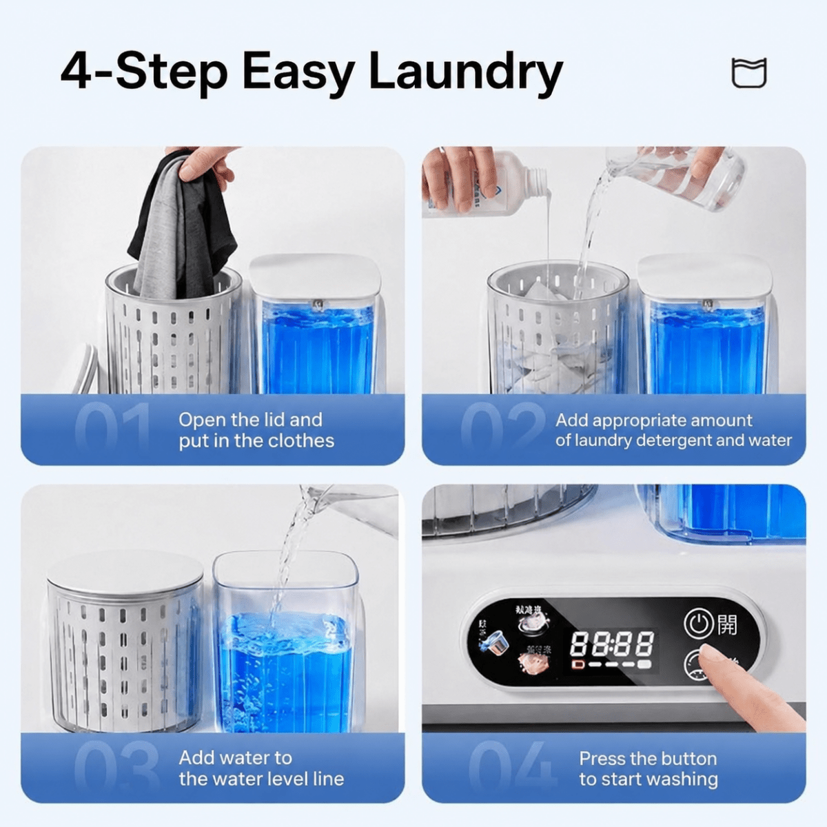 MINIWASH – Tragbare Mini-Waschmaschine mit Dual-Tank