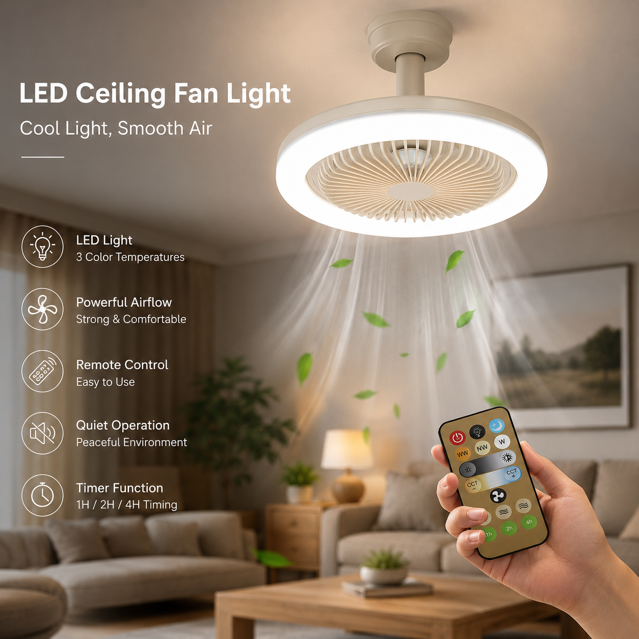 BREEZELIGHT – Deckenventilator mit Lampenfassung und Fernbedienung