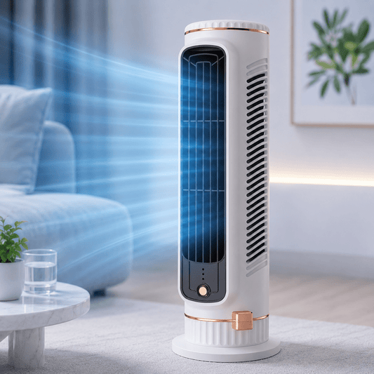AEROTOWER – Ventilatore a torre senza pale per un raffreddamento silenzioso a 360° della stanza