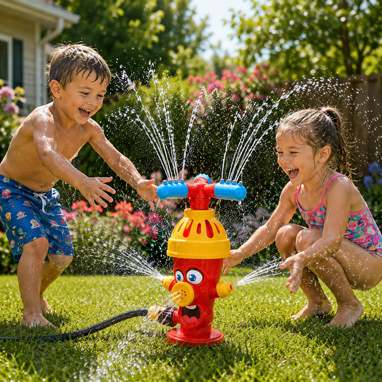 SPLASHHYDRA – Cartoon-Hydranten-Sprinkler für spritzigen Wasserspaß im Garten