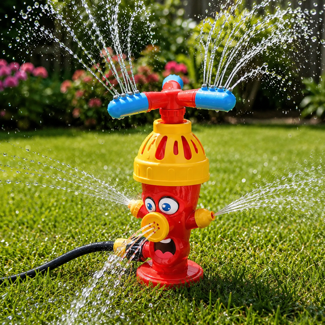 SPLASHHYDRA – Cartoon-Hydranten-Sprinkler für spritzigen Wasserspaß im Garten