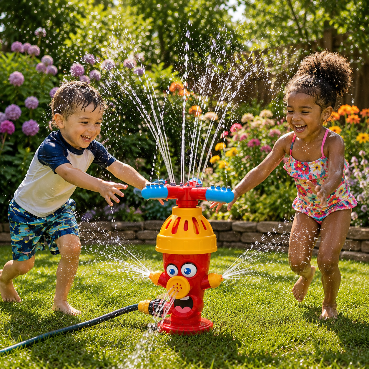 SPLASHHYDRA – Cartoon-Hydranten-Sprinkler für spritzigen Wasserspaß im Garten