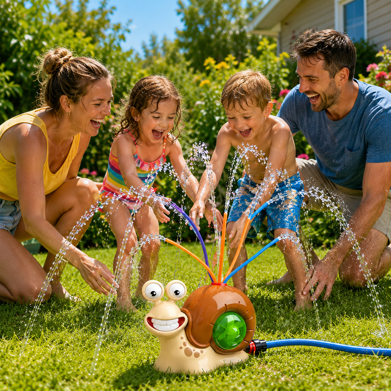 SNAILSPLASH – Bunter Schnecken-Wassersprinkler für fröhlichen Gartenspaß