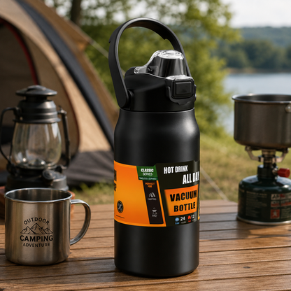PURECHILL – Premium-Thermosflasche mit Strohhalm für Büro, Sport und Reisen