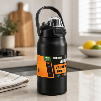 PURECHILL – Premium-Thermosflasche mit Strohhalm für Büro, Sport und Reisen