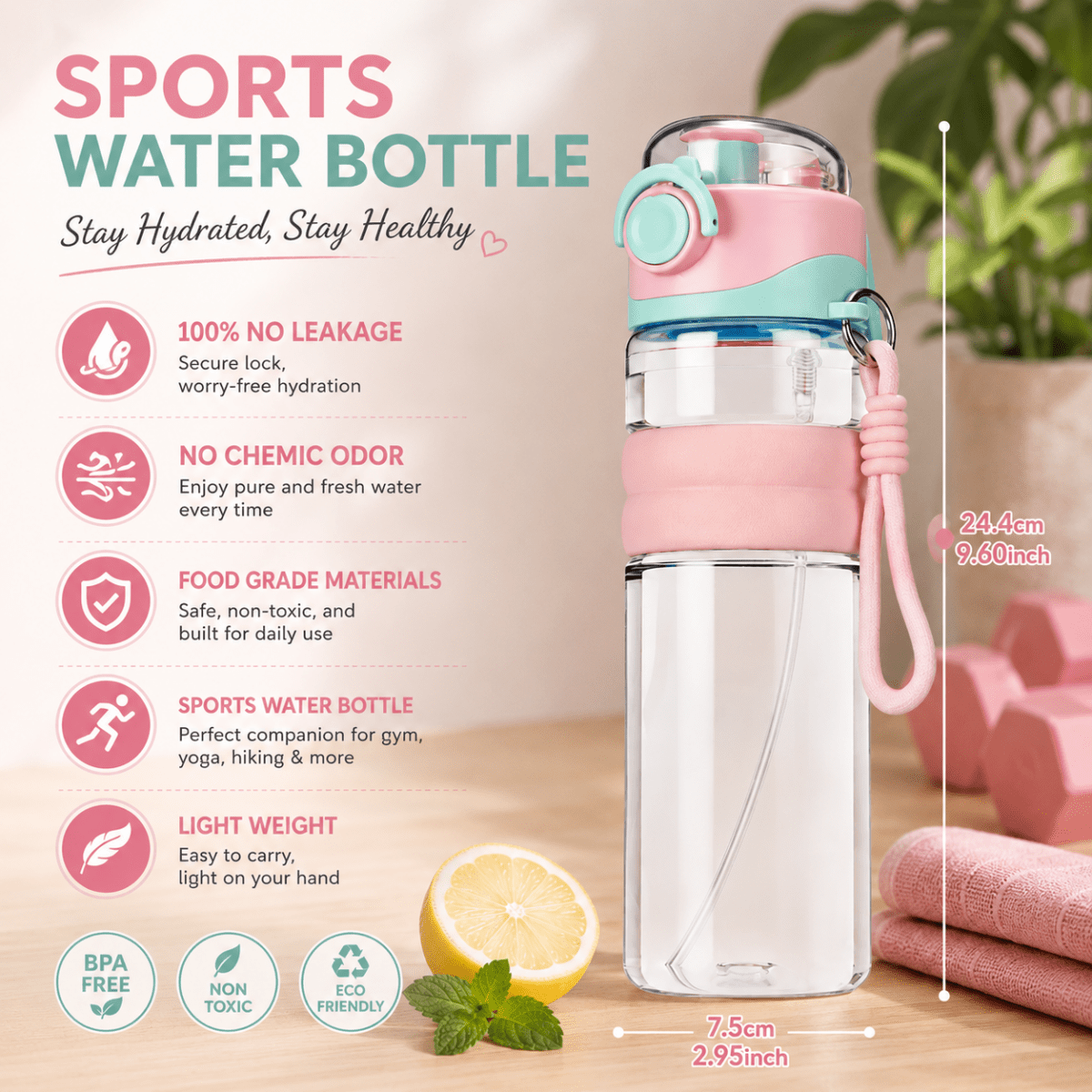 HYDRACOOL – Leak-proof water bottle with mist spray for outdoor adventures