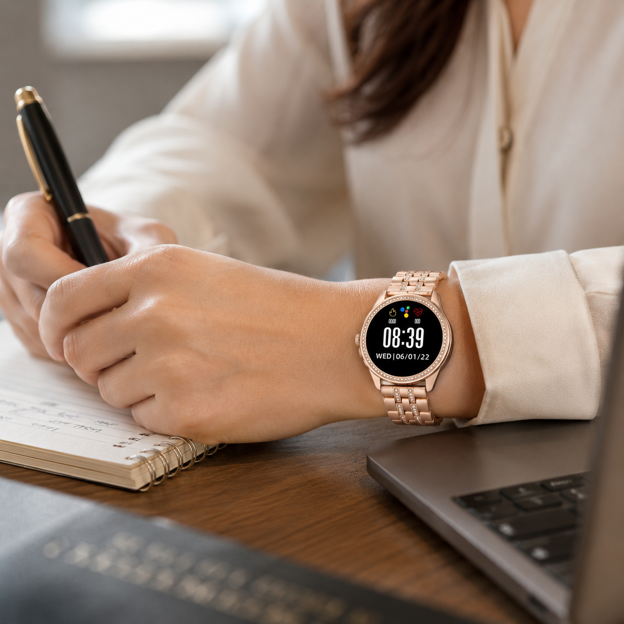 ROSETECH – Smartwatch mit Brillantem HD-Display und Metallarmband