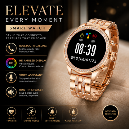ROSETECH – Smartwatch mit Brillantem HD-Display und Metallarmband