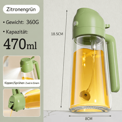 OIL ENJOYMENT – Dark green glass oil sprayer for precise healthy cooking