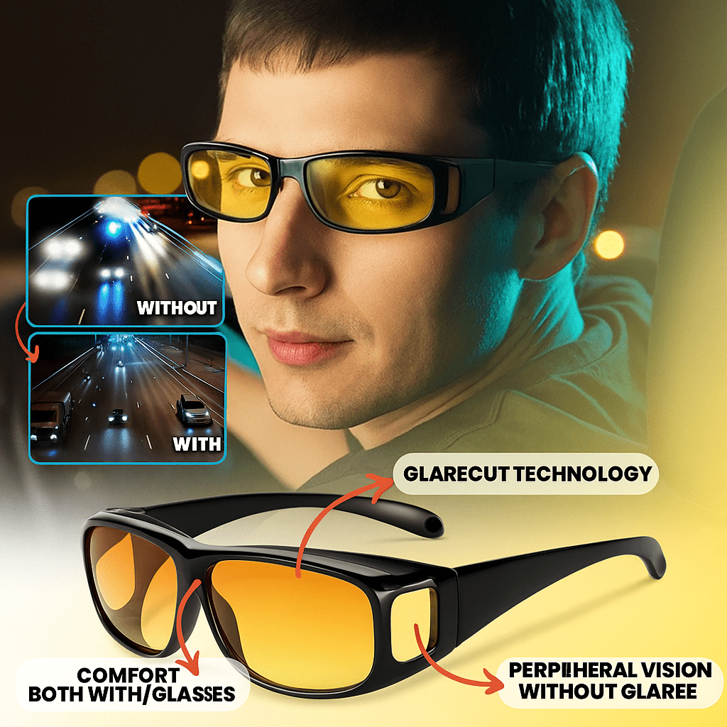 CLARIVUE – lunettes de nuit avec verres HD et protection anti-éblouissement pour une conduite sûre la nuit