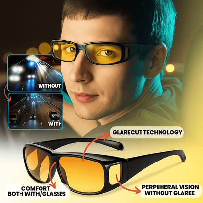 CLARIVUE – lunettes de nuit avec verres HD et protection anti-éblouissement pour une conduite sûre la nuit