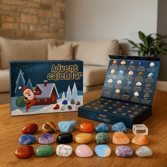 CRYSTAL ADVENT STONE CALENDAR 2025 – 24 natürliche Edelsteine für den Weihnachts-Countdown