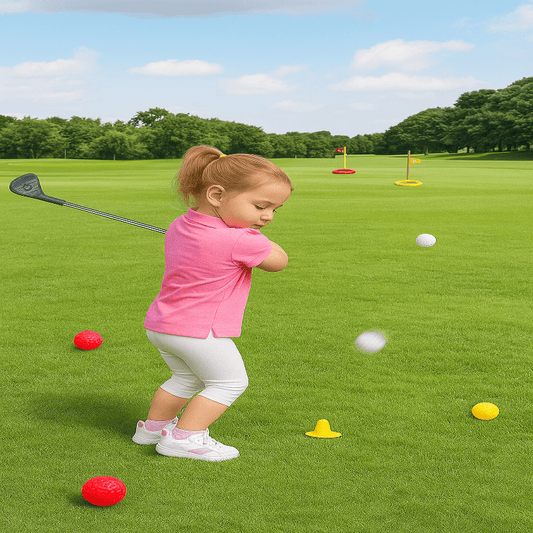 SWINGIQ – Verstellbares Kinder-Golfset mit Teleskopschlägern, 3 Bällen & 2 Zielen für Kinder von 3–8 Jahren