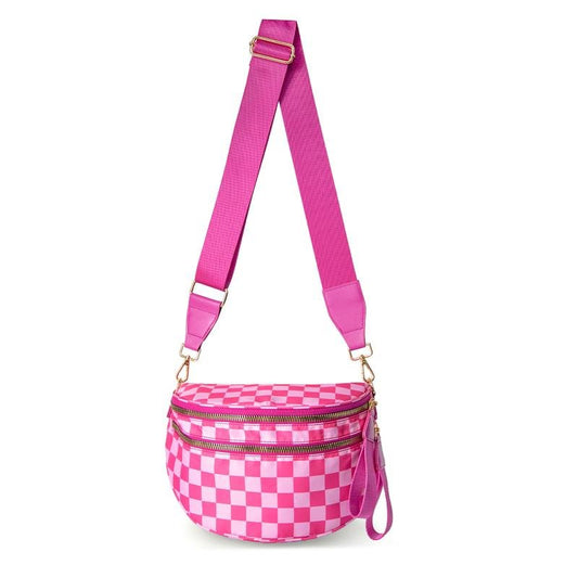 LuxeMosaic Iris Shoulder Bag | Stylish Handbag in Checkerboard Pattern with Adjustable Strap for Essential Everyday Items