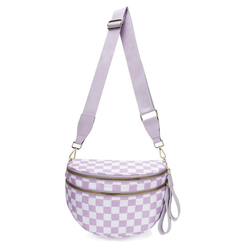LuxeMosaic Iris Shoulder Bag | Stylish Handbag in Checkerboard Pattern with Adjustable Strap for Essential Everyday Items
