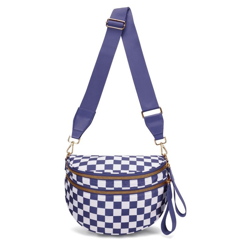 LuxeMosaic Iris Shoulder Bag | Stylish Handbag in Checkerboard Pattern with Adjustable Strap for Essential Everyday Items