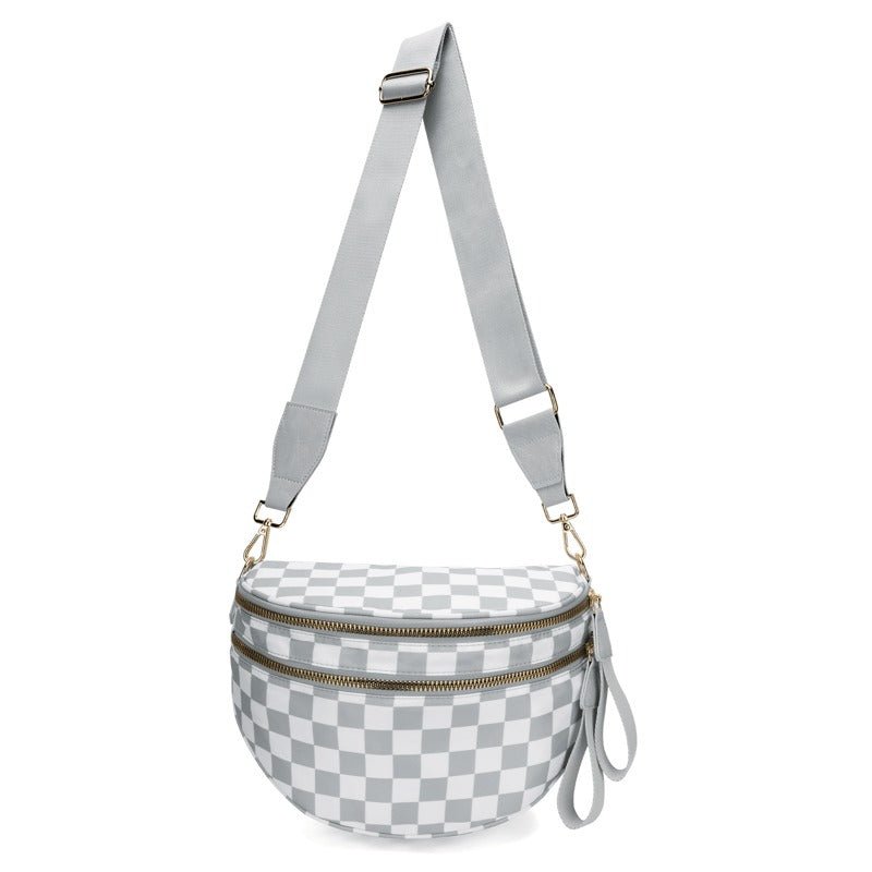LuxeMosaic Iris Shoulder Bag | Stylish Handbag in Checkerboard Pattern with Adjustable Strap for Essential Everyday Items
