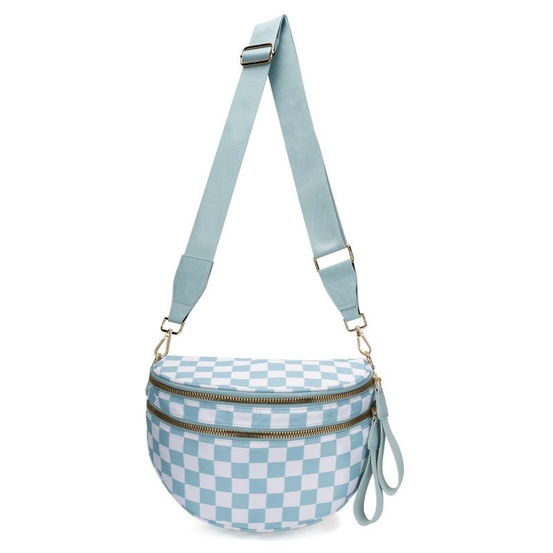 LuxeMosaic Iris Shoulder Bag | Stylish Handbag in Checkerboard Pattern with Adjustable Strap for Essential Everyday Items