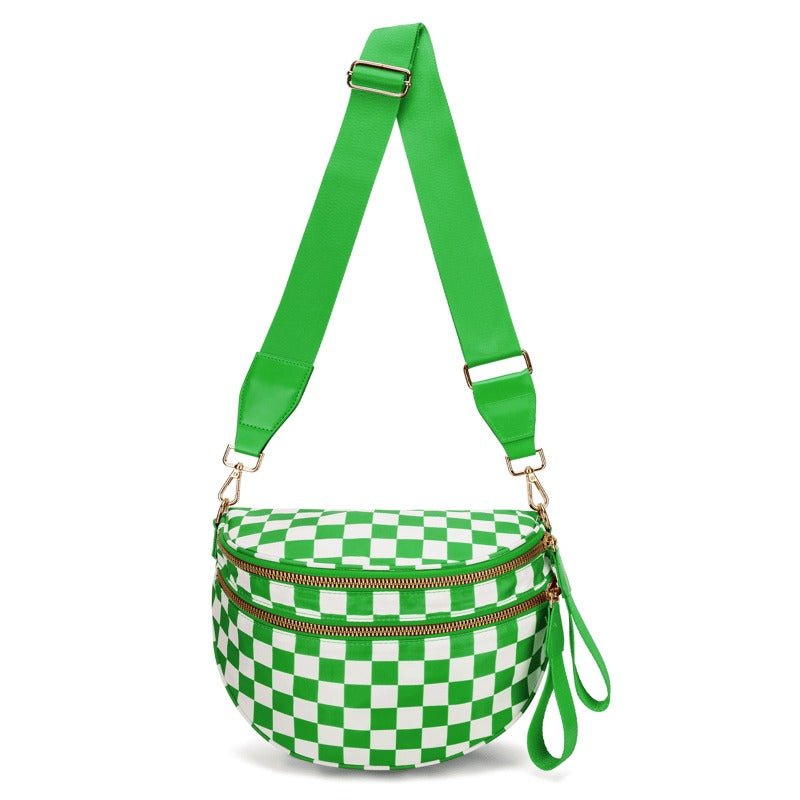 LuxeMosaic Iris Shoulder Bag | Stylish Handbag in Checkerboard Pattern with Adjustable Strap for Essential Everyday Items