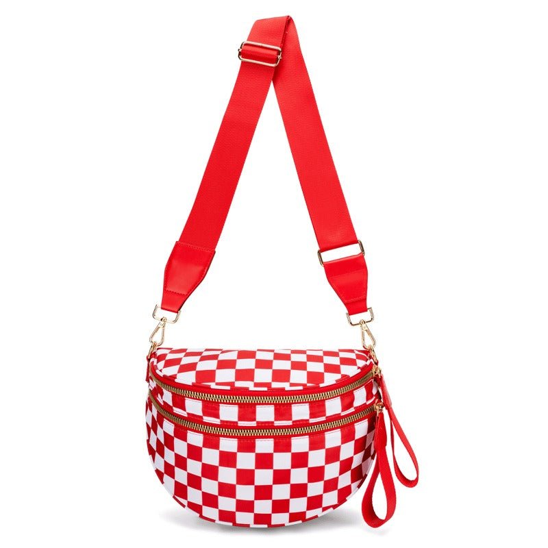 LuxeMosaic Iris Shoulder Bag | Stylish Handbag in Checkerboard Pattern with Adjustable Strap for Essential Everyday Items
