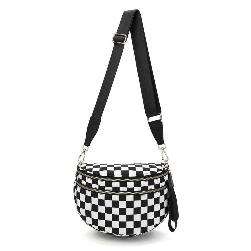 LuxeMosaic Iris Shoulder Bag | Stylish Handbag in Checkerboard Pattern with Adjustable Strap for Essential Everyday Items