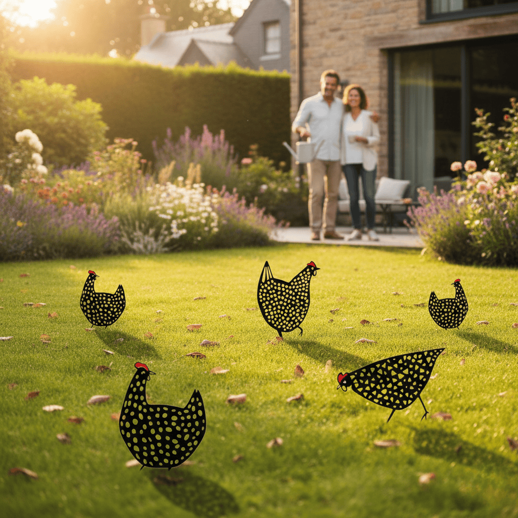 Cluckura – Wetterfeste Hühnerstatue aus Metall für Garten und Terrasse 2