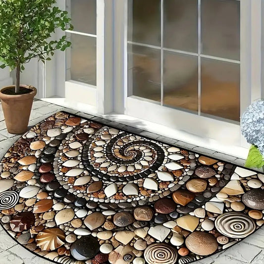 Coastal Spiral™ – Halbrunde Matte mit Rutschfester Oberfläche und Muschelmuster 0